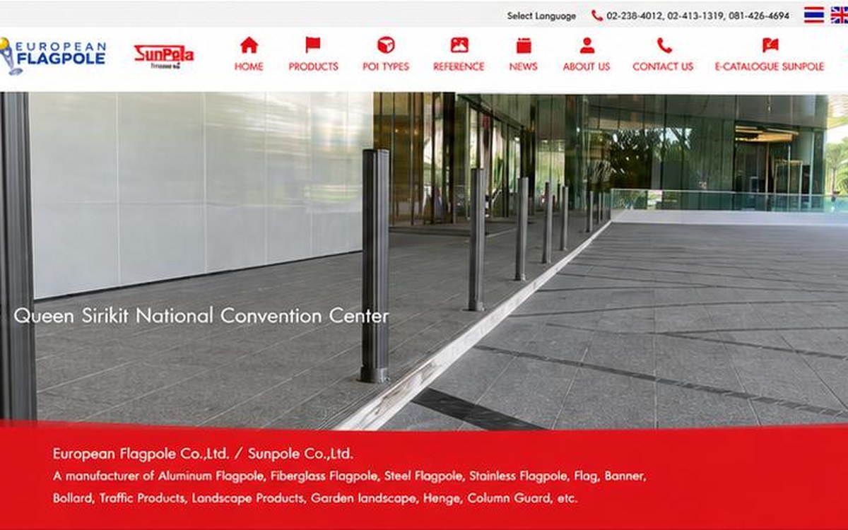 European Flagpole Thailand — BangkokSync Web Builder website by BangkokSync